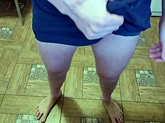 i give living room massage to cute teen schoolboy with huge cock