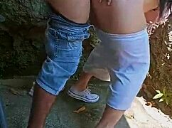 Happy New Year, horny couple fucking behind an abandoned house