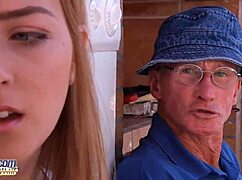 Beautiful Teen Sucks Grandpa Outdoor, Old Man Enters Her Pussy