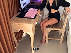 blonde teasing you on camera with panties?