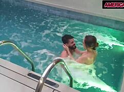 motel trip turns into pool fuck