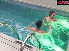 motel trip turns into pool fuck