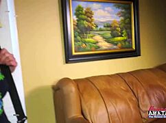 stella stuffs her pussy with a big dildo while masturbating