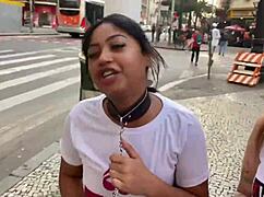 Walking Girls With Leashes In Sao Paulo Center