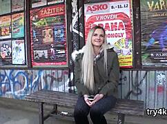 Young natural teen performs oral in POV view