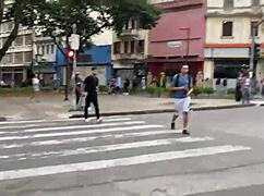 Walking Girls With Leashes In Sao Paulo Center