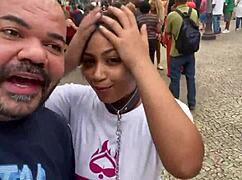 Walking Girls With Leashes In Sao Paulo Center