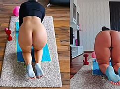 Naughty Milf Spreading Ass During Naked Yoga Workout