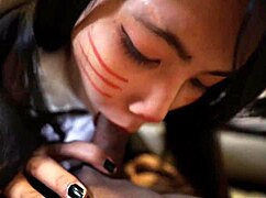 Intense POV cumshot in Asian teen maid's mouth