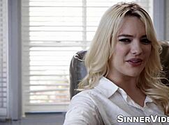 Muscular Derrick Pierce drills his big cock into blonde Kenna James' wet pussy