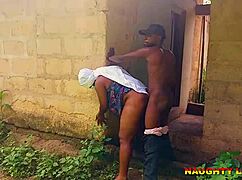 short quickie with bbw naughty latiff step mother at the backyard