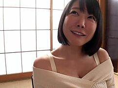 beautiful busty japanese milf shows huge tits in bedroom balloon play