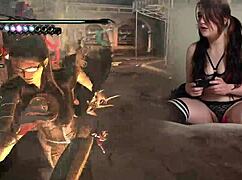 Lovense Gaming Bimbo Plays Bayonetta With Orgasmic Masturbation