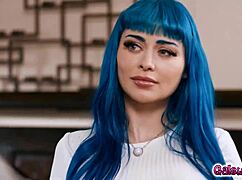 Jewelz Blu grabs some dildos for extra fun while learning to squirt from Destiny Mira.