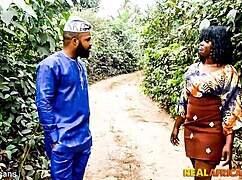 The African black stud says, 'Quick trip through her black bush!'