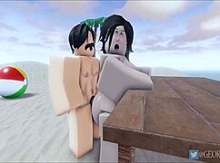 the roblox rr34 cartoon animation features a beach championship scene