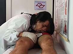 Nurse and aesthetician watch patient's intriguing arousal