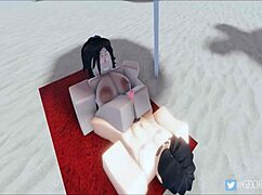 the roblox rr34 cartoon animation features a beach championship scene