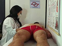 Nurse and aesthetician watch patient's intriguing arousal