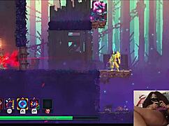 Chubby ebony gamer girl gets fucked with dildo while playing video game - dead cells