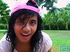 Petite solo teen 18+ Tobie teen 18+ gets wet fingering herself