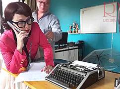 Boss Fucks Secretary On Phone In Office!