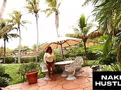 redhead married doctor services a big black cock outside by her pool while husband sleeps upstairs