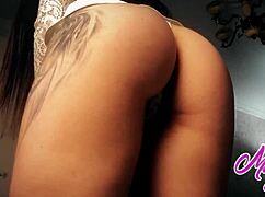 sweet babe in white dress undresses slowly