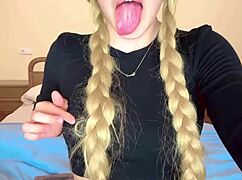 Cute college girl fingers her ass and squirts on her stepbrother's bed - homemade porn