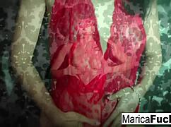 Marica Hase slips into SEXY lingerie and MASTURBATES before the mirror