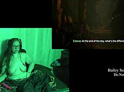 naked brunette bbw with long hair and glasses explores lake house playthrough part five, showcasing big natural tits