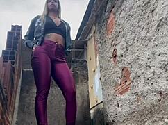 Married woman intensely pleasures soldier in hidden shack