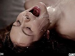 busty natural girl alice peachy is filled with hot milk cum in her hungry fat pussy and she loves it - cumflation sex trailer