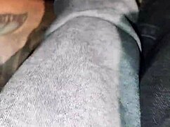 this young married chick just gave the driver a blowjob and got cum on her tits