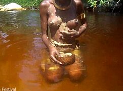 at the beach with a skinny tribe slut 😍