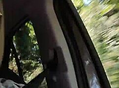 selfie with exposed tits in the car