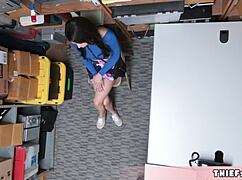 caught the cute brunette thief taylor getting punished with rough fucking in the back room?