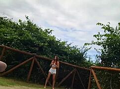 i risk a handjob on the street but beautiful redhead catches me masturbating