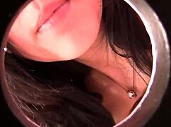 Kimber Sky flaunts big tits in glory hole blowjob