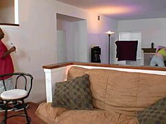 Yoga girl casually fucks big black cock at home