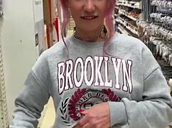 Busty Babe With Pierced Nipples Flashes Tits In Public Home Store