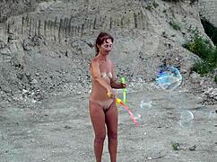 Check out these soap bubbles outdoors, number one