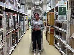 Busty Babe With Pierced Nipples Flashes Tits In Public Home Store