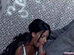 Hot Brunette Milf Engages in Intimate Activity in the Toilet