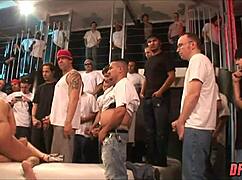 Gangbang slut gets anal creampie from 50 guys with cumshot and jizz