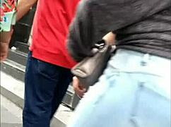 culona with tight jeans teasing