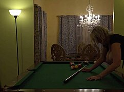 i get hard handling my hot milf wife's huge tits on the pool table