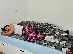 brunette girlfriend sucks toes in early morning foot fetish session