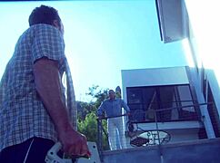 A beautiful girl with small 18+ tits rode a strong man on a boat