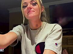 Skinny blonde cutie sassy sucks cock before pussy pounding 😏